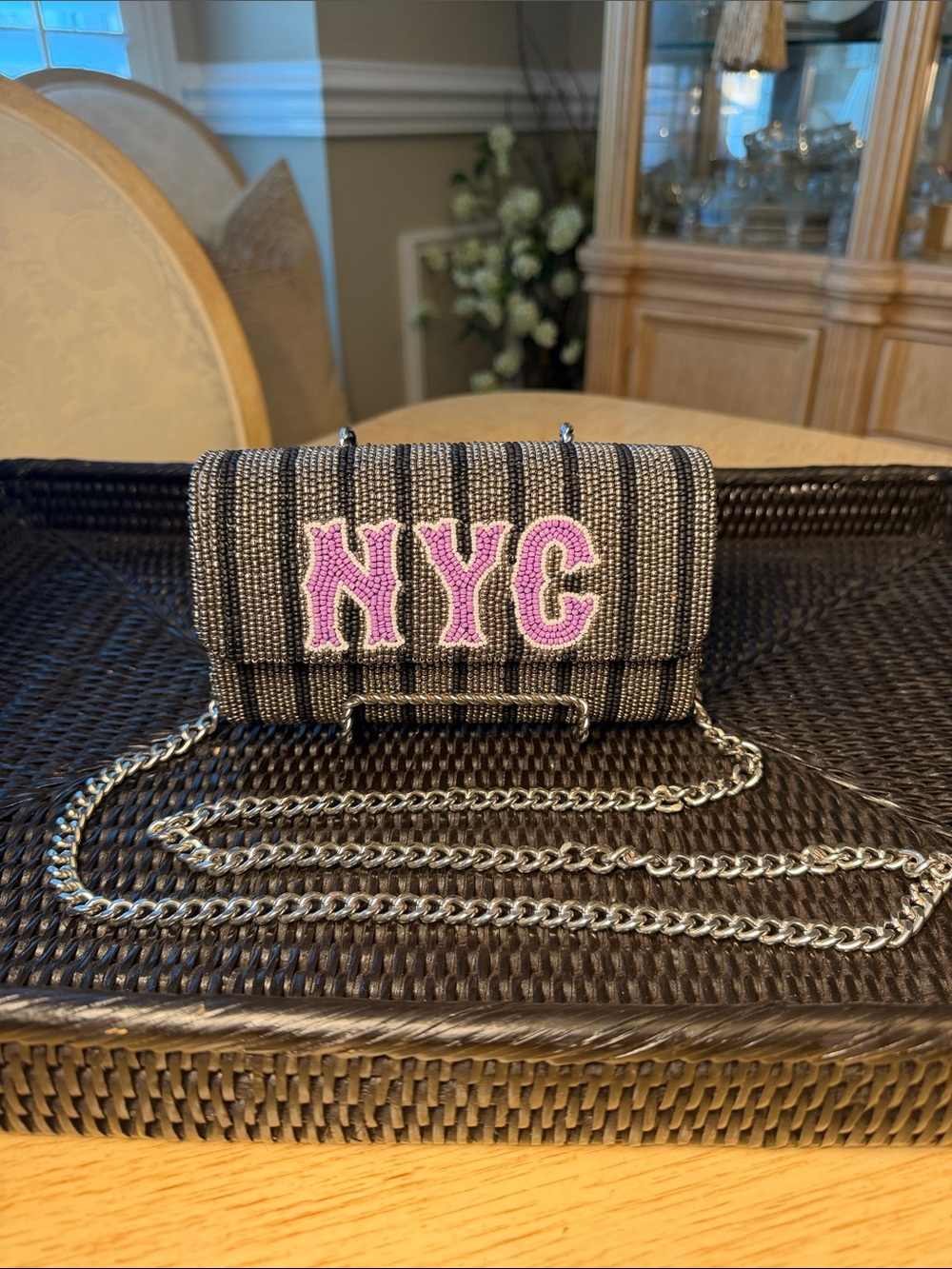 Custom Made Island to East Side NYC/ Mets Hand Beaded Purse